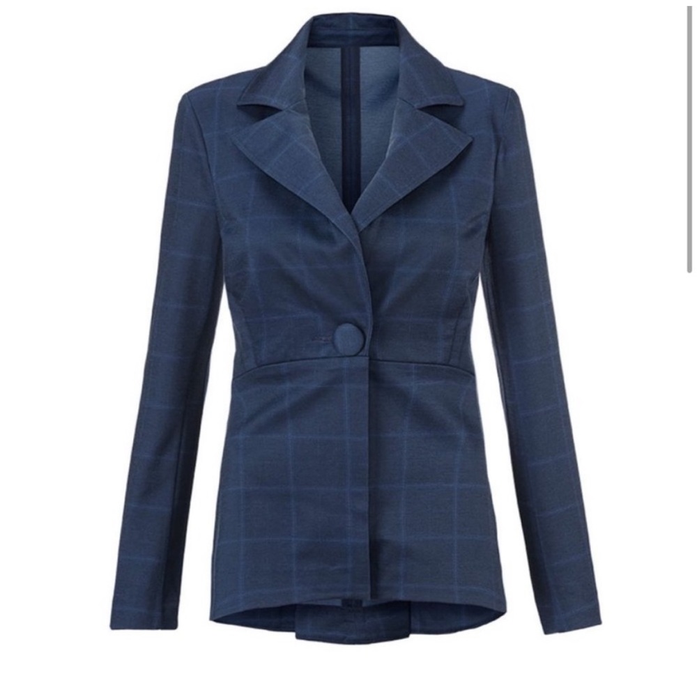 Cabi Blue Grid Check Blazer